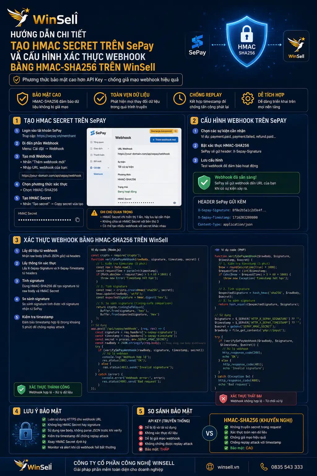 Hướng Dẫn Cấu Hình HMAC-SHA256 Cho SePay Webhook Trên WinSell